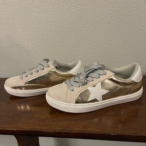 Gold and White Star Sneakers